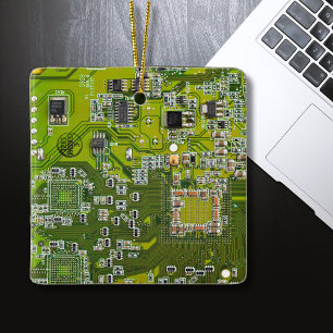Ljusgrön PCB-kretskortdesign för IT-proffs Julgransprydnad Keramik