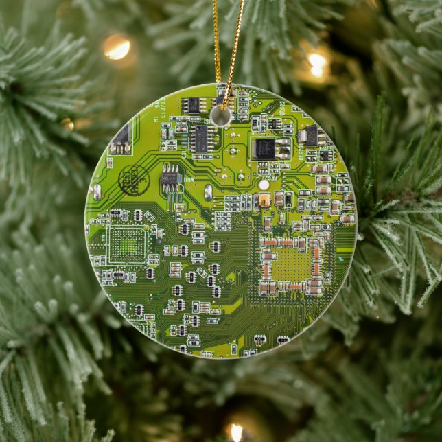 Ljusgrön PCB-kretskortdesign för IT-proffs Julgransprydnad Keramik (Träd)