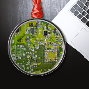 Ljusgrön PCB-kretskortdesign för IT-proffs Julgransprydnad Metall
