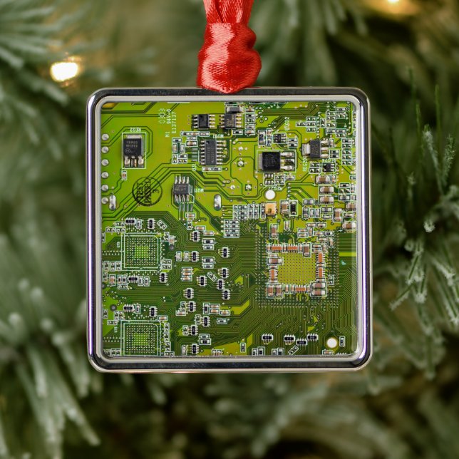 Ljusgrön PCB-kretskortdesign för IT-proffs Julgransprydnad Metall (Träd)