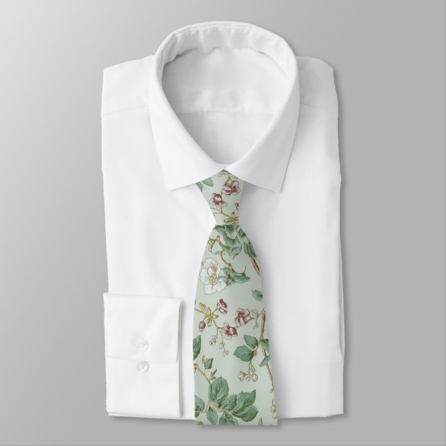 Ljusgrön Porslins Blommig Bröllop Trosspojkar Slips (Bunden)