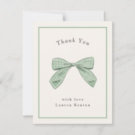 Ljusgrön Rutig Elegant Bebis Baby Shower Tack Kort