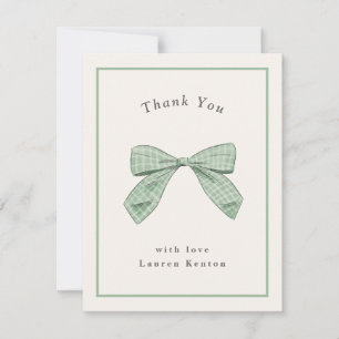 Ljusgrön Rutig Elegant Bebis Baby Shower Tack Kort