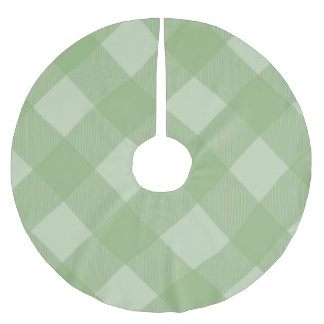 Ljusgrön rutig gingham julgranstav julgransmatta borstad polyester
