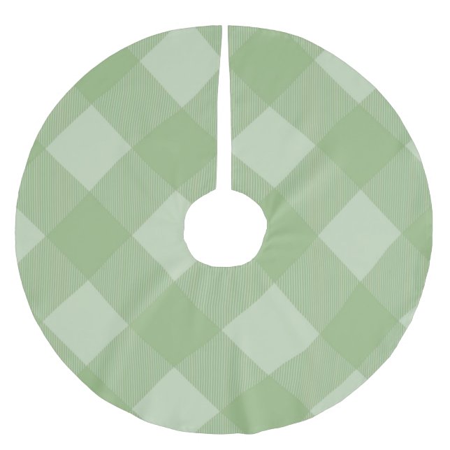 Ljusgrön rutig gingham julgranstav julgransmatta borstad polyester (Framsidan)