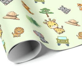 Ljusgrön Safari Födelsedagsfirande Presentpapper