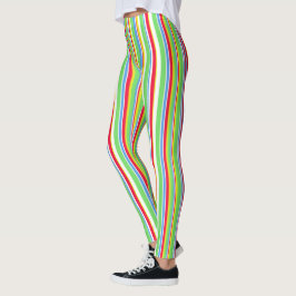 Ljusgröna blå röda gula randiga leggings