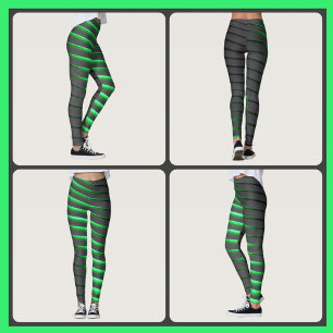 Ljusgröna och svarta ränder leggings