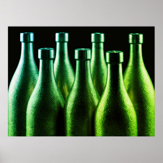 Ljusgröna retro stålflaskor på en vägg poster
