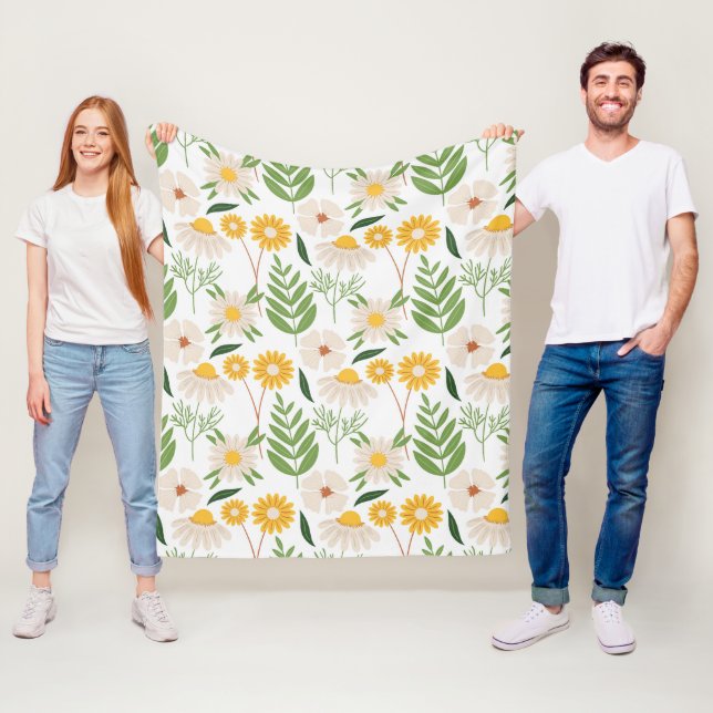 Ljusgul blomprintad fleece (3 storlekar) (På plats)