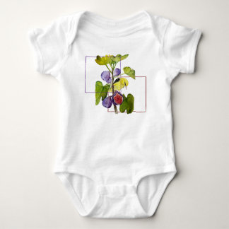 Ljusgul fågel med lila fikon Vattenfärg T Shirt