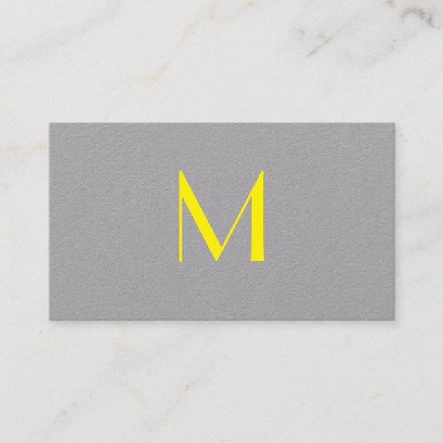 ljusgul&grå - lägg till monogram visitkort (Framsida)