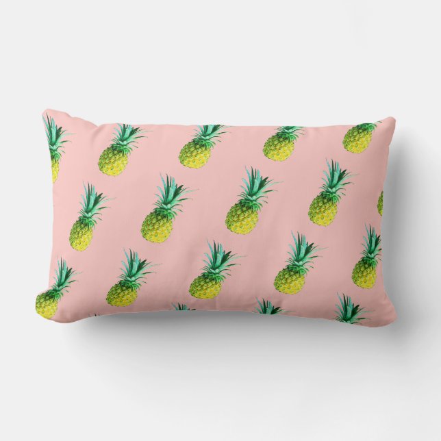 Ljusgul Grön Ananas Mönster Kudd Lumbarkudde (Framsida)