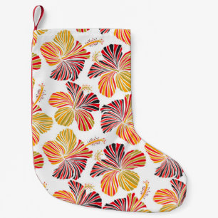 Ljusgul hawaiisk design med tropiska växter och hi liten julstrumpa