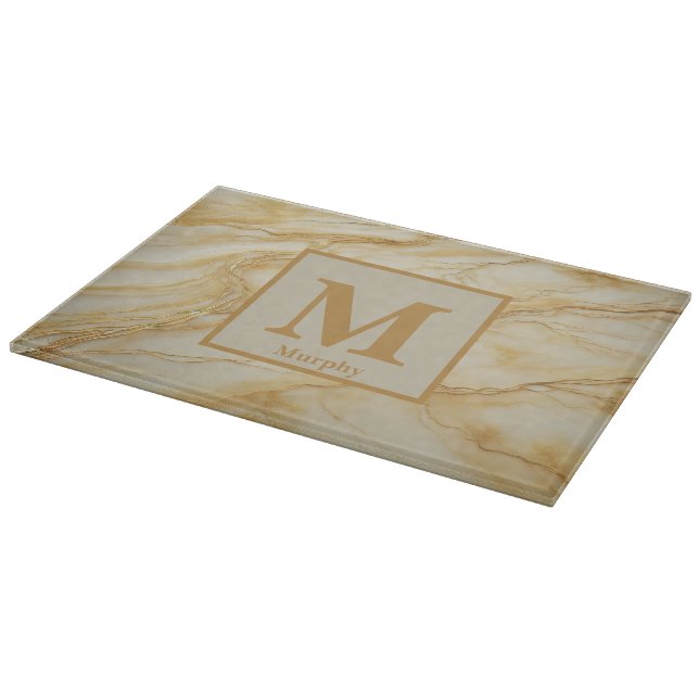 Ljusgul marmor med bronsådror Monogram (Hörn)