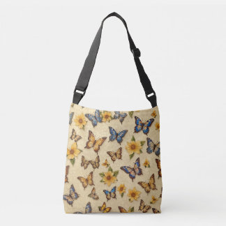 Ljusgul mosaik crossbody-taska – Blommig Axelväska