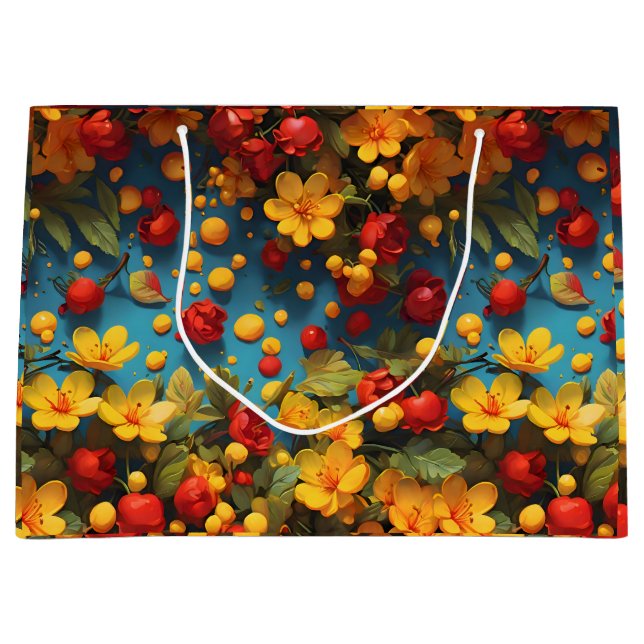 Ljusgul och röd blommig mönsterdesign (Framsidan)
