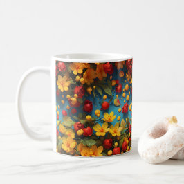 Ljusgul och röd blomster Mönsterdesign Kaffemugg