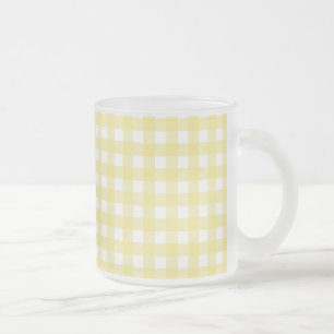 Ljusgul och vit gingham frostad glasmugg