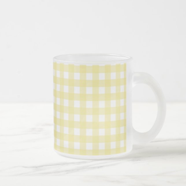 Ljusgul och vit gingham frostad glasmugg (Höger)
