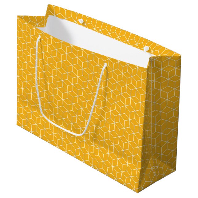 Ljusgul sexkantig kubmönsterdesign (Framsidan Vinklad)