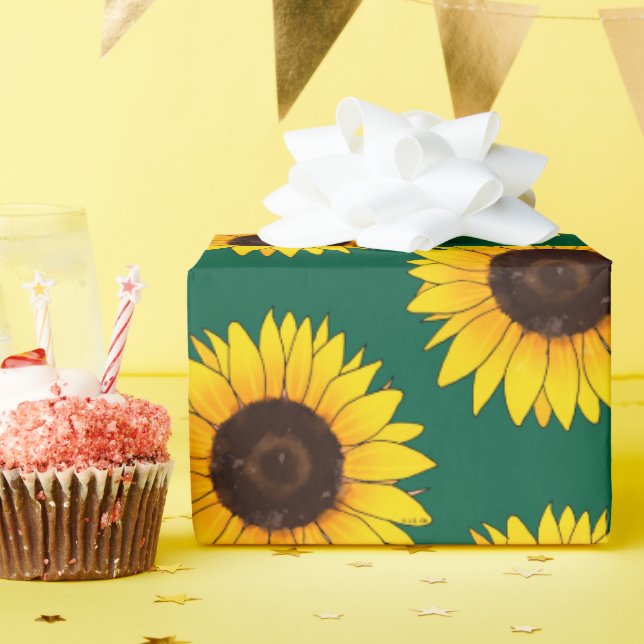 Ljusgul solrosblomning presentpapper (Födelsedagsfest)