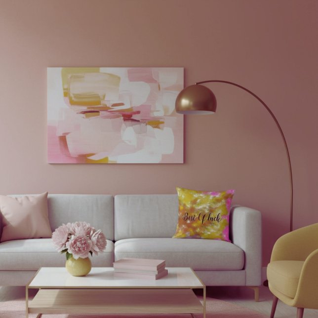 Ljusgula abstrakta moderna penseldrag kudde (Skapare uppladdad)