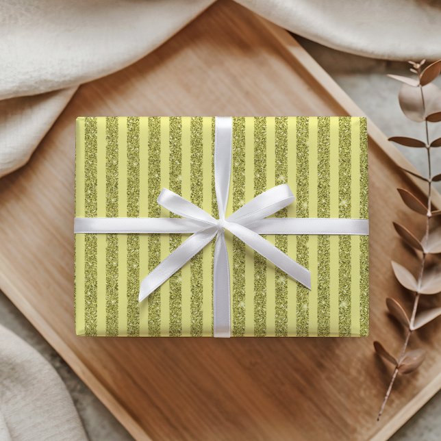 Ljusgula glitterränder i lodrät stil presentpapper (Skapare uppladdad)