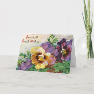 Ljusgula och lila blommor födelsedag kort