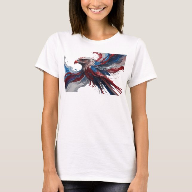 Ljusguld Abstrakt Örn Original Design T Shirt (Framsida)