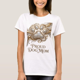 Ljusguld PROUD DOG MOM Grafisk Design T Shirt