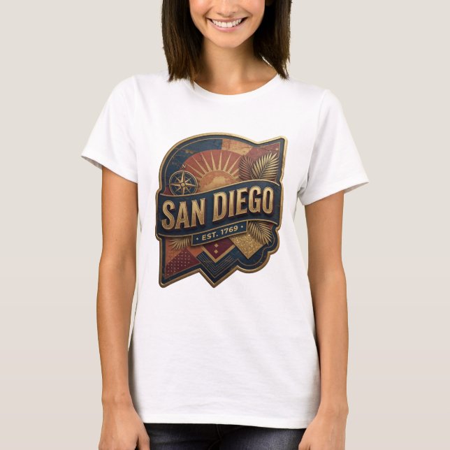 Ljusguld SAN DIEGO EST 1769 Textdesign T Shirt (Framsida)