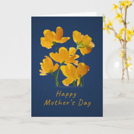 Ljusgult blommigt mors dag kort