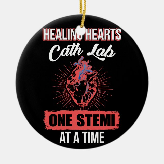 Ljushearter Cath Lab en stemi åt gången Julgransprydnad Keramik (Framsidan)