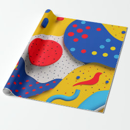 Ljushjärna 3D-former i rött, gult och blått Presentpapper