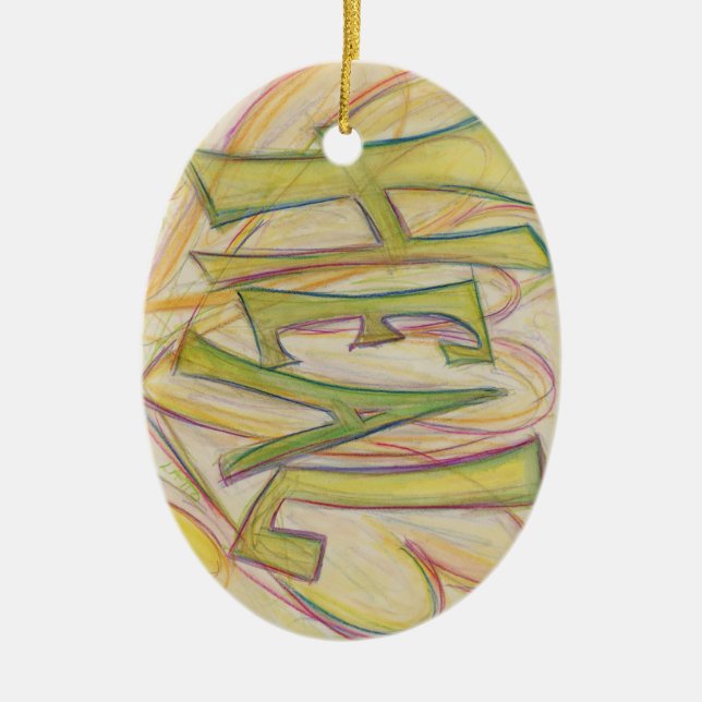 Ljushjärter Ord Art Helgdag Gift Ornament (Framsidan)