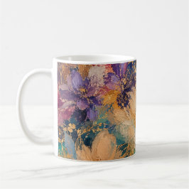 Ljusimpressionistisk abstrakt blomster oljemålning kaffemugg