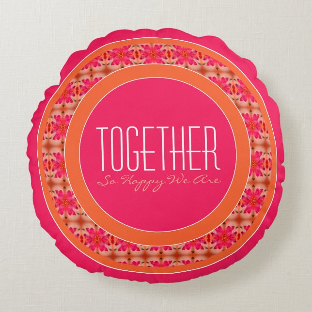 Ljusinspirerande och färgstark rund kudde (Framsidan)