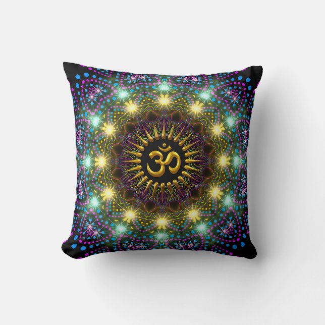 Ljuskälla Mandala om symbol Pillow Kudde (Framsida)