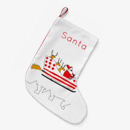 Ljuskåran och renarna har en hög julklapp liten julstrumpa