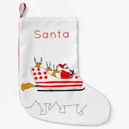 Ljuskåran och renarna har en hög julklapp liten julstrumpa