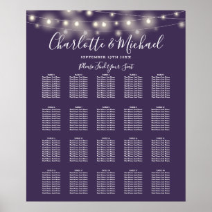 Ljuskedja Lila Bröllops Placeringsplan Poster