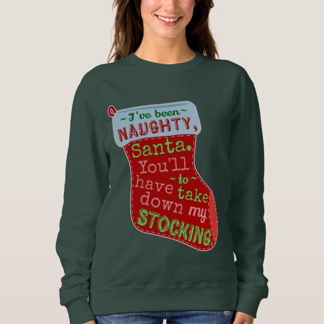 Ljuskhet Julsötare Naughty Stocking Joke T-shirt (Framsida)
