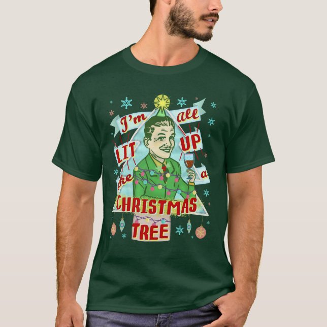 Ljuskhet vid jul Retro Drinking Humor Man Tee (Framsida)