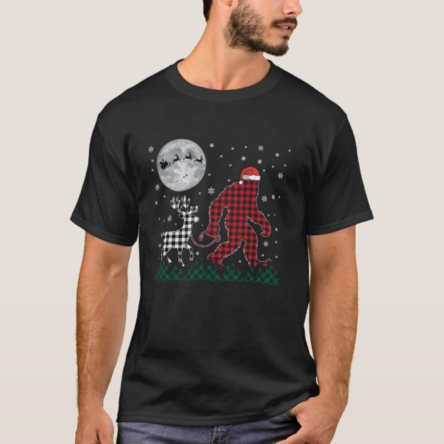 Ljuskjul Bigfoot Reindeer Måne Santa Play T Shirt (Framsida)