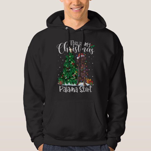 Ljuskjul Chocolate Lab Labrador Pajama Hund Hoodie (Framsida)
