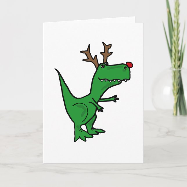 Ljuskjul Dinosaur as Reindeer Helgkort (Framsida)