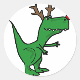 Ljuskjul Dinosaur as Reindeer Runt Klistermärke