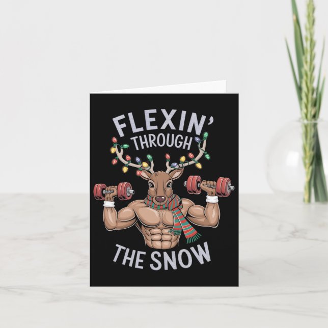 Ljuskjul Gym Workout Reindeer Flexin Kort (Framsida)