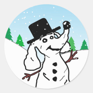 Ljuskjul Helgdag Snögubbe Hund älskare Runt Klistermärke